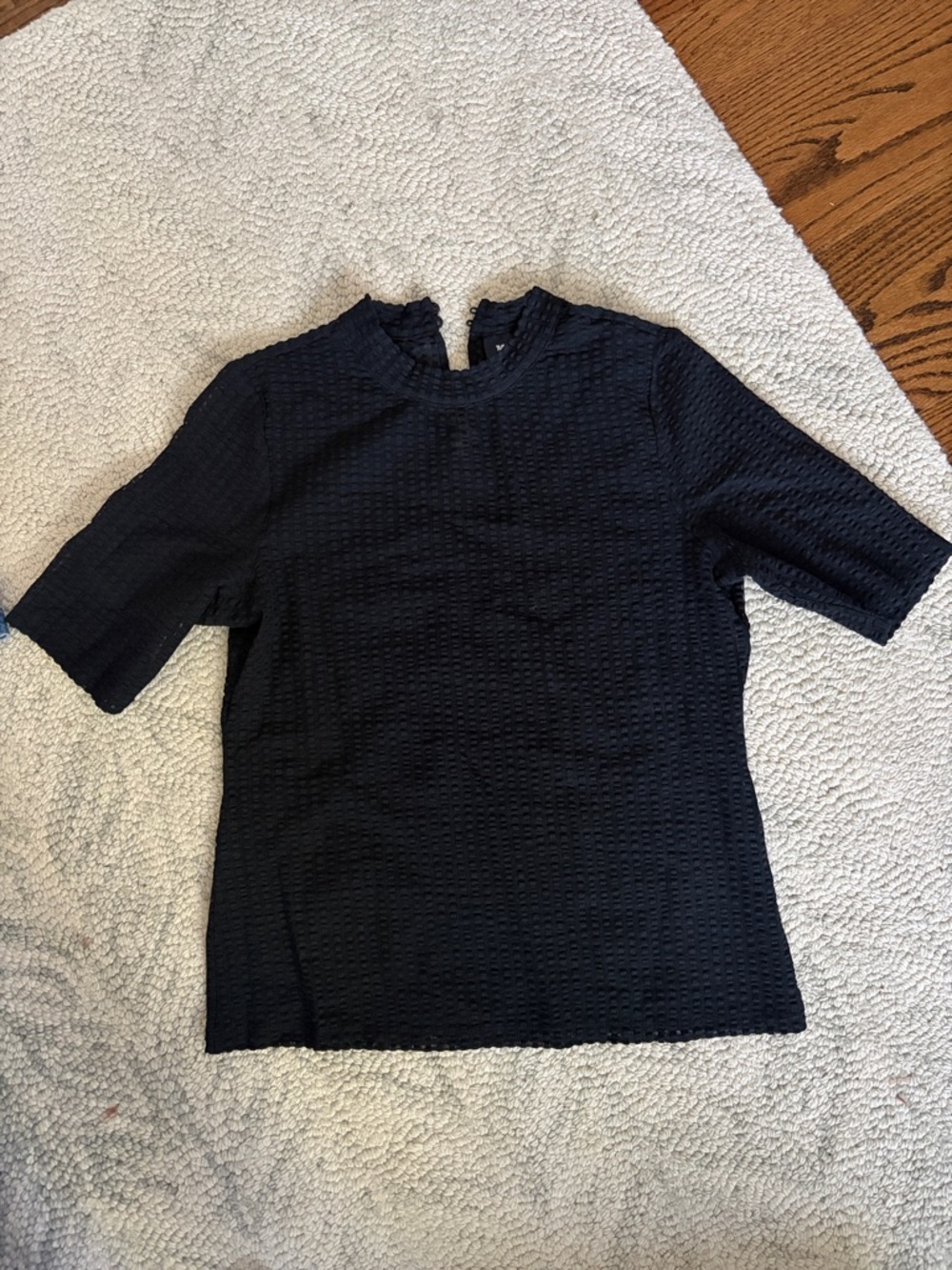 Maeve Black Textured Short-Sleeve Tee